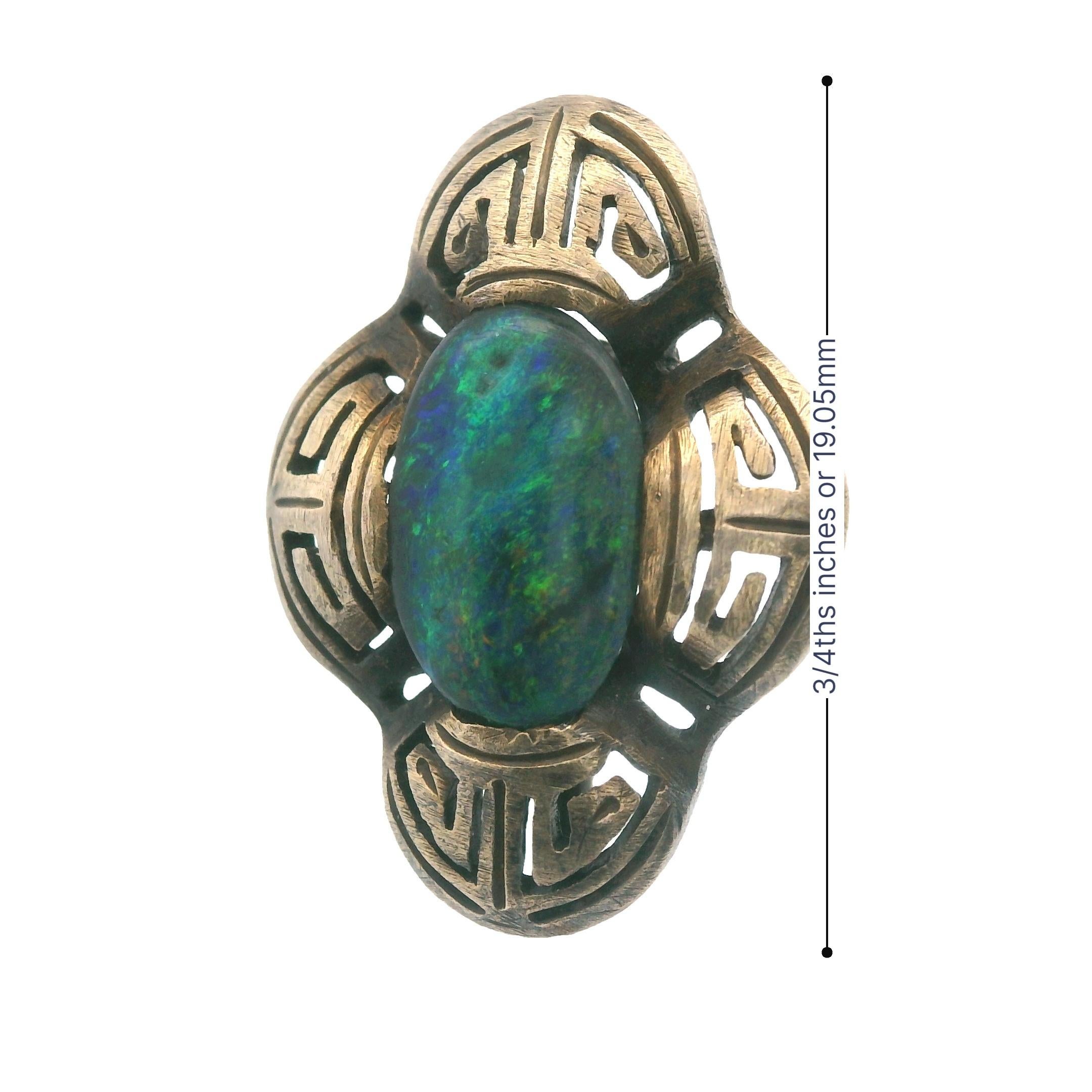 Art Deco Natural Black Opal Stick Pin 14K Yellow Gold For Sale 4