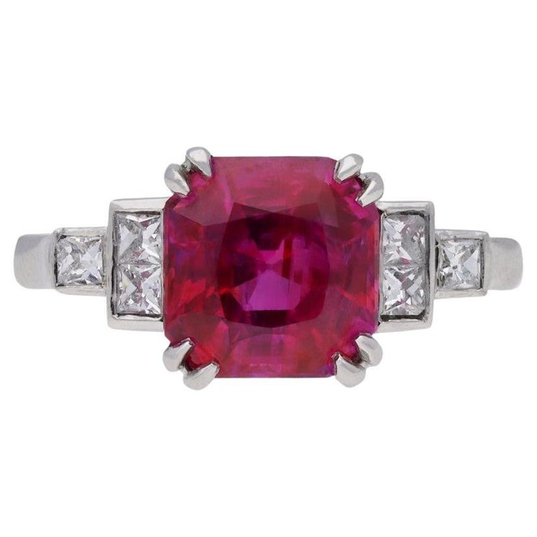 Art deco natural Burmese ruby and diamond ring, circa 1935. For Sale at ...