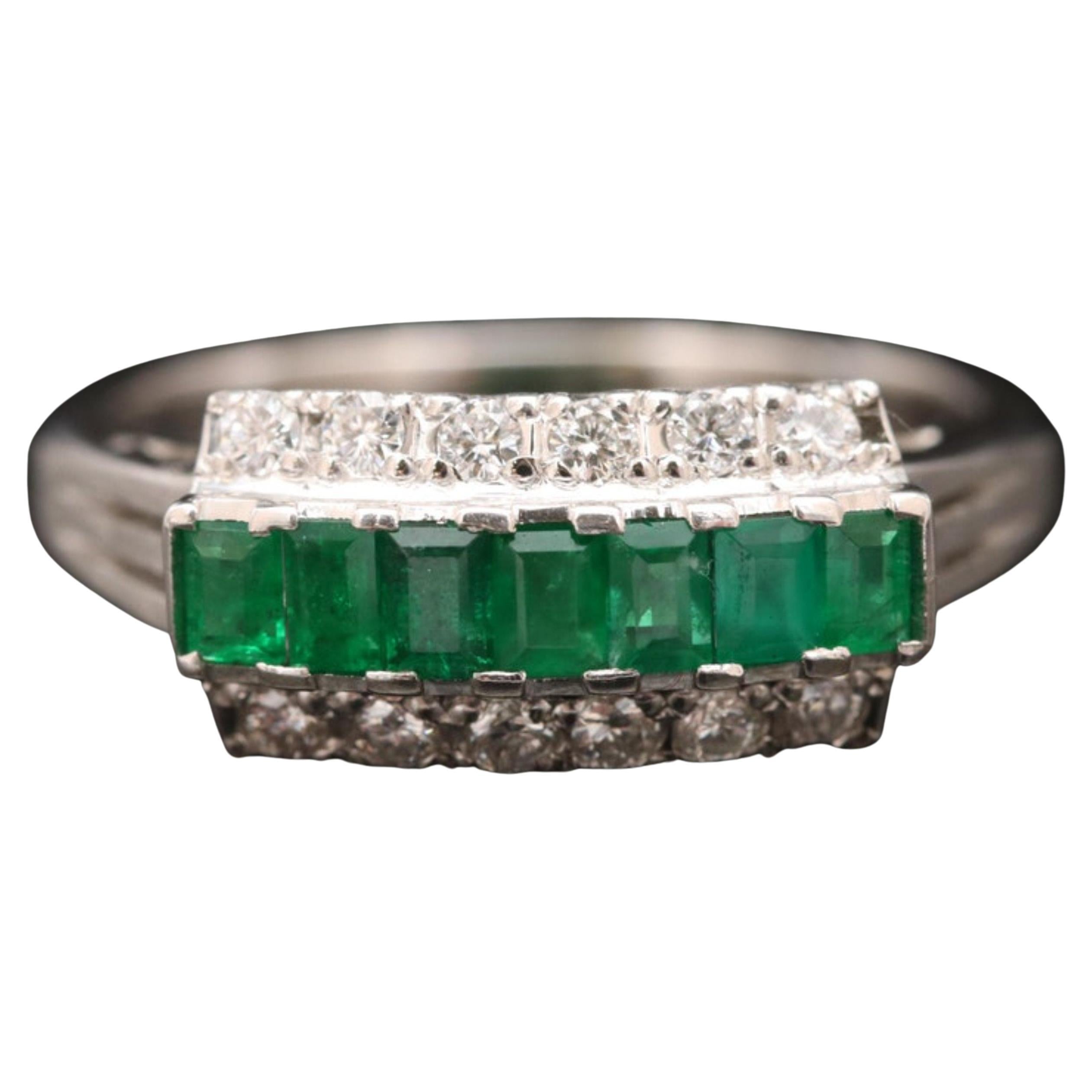 Natural Emerald Ring – Gold Color Women’s Fashion Jewelry – White Topaz Accent – Gift Ready – Sizes 6-10