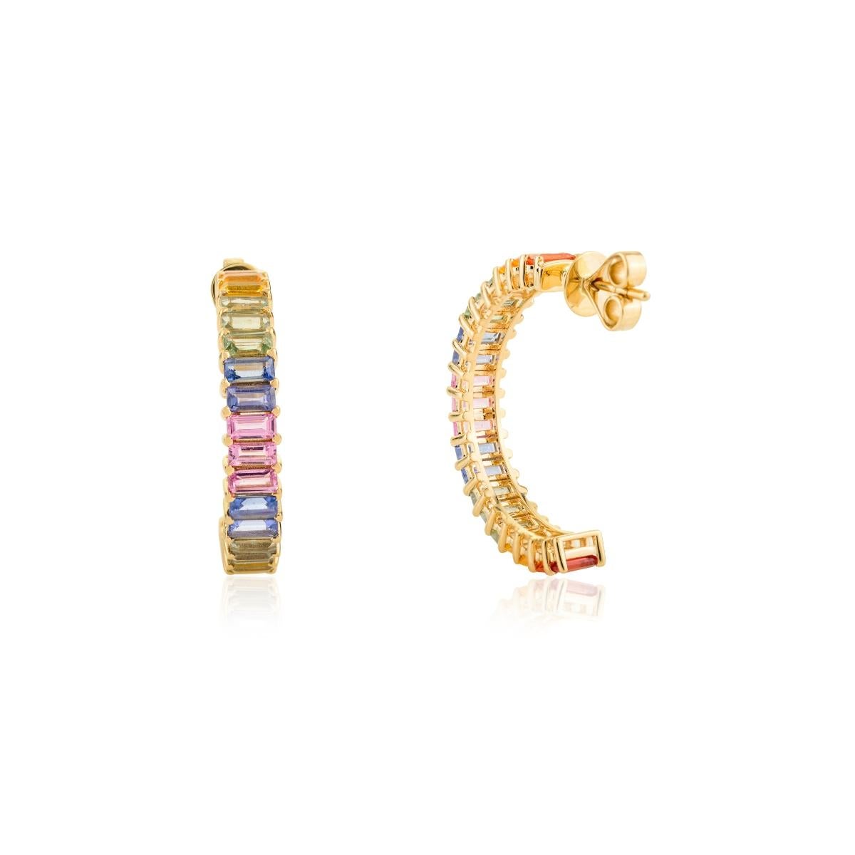 Art déco Boucles d'oreilles C.I.C. pour elle en or jaune 14k, Nature saphir multiple et ouvert en vente