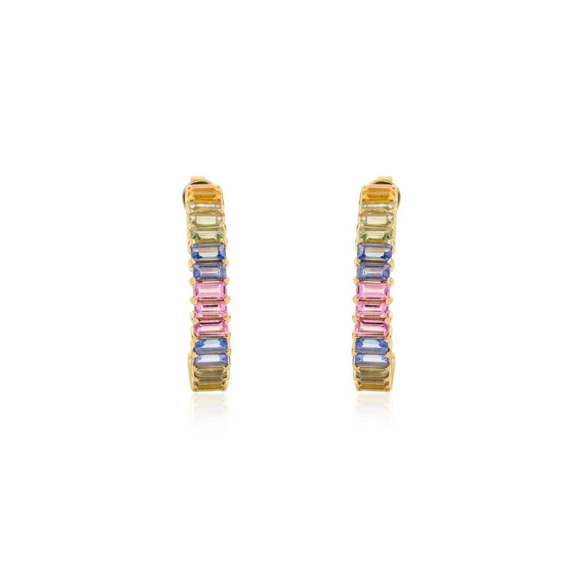 Boucles d'oreilles C.I.C. pour elle en or jaune 14k, Nature saphir multiple et ouvert Neuf - En vente à New York, NY