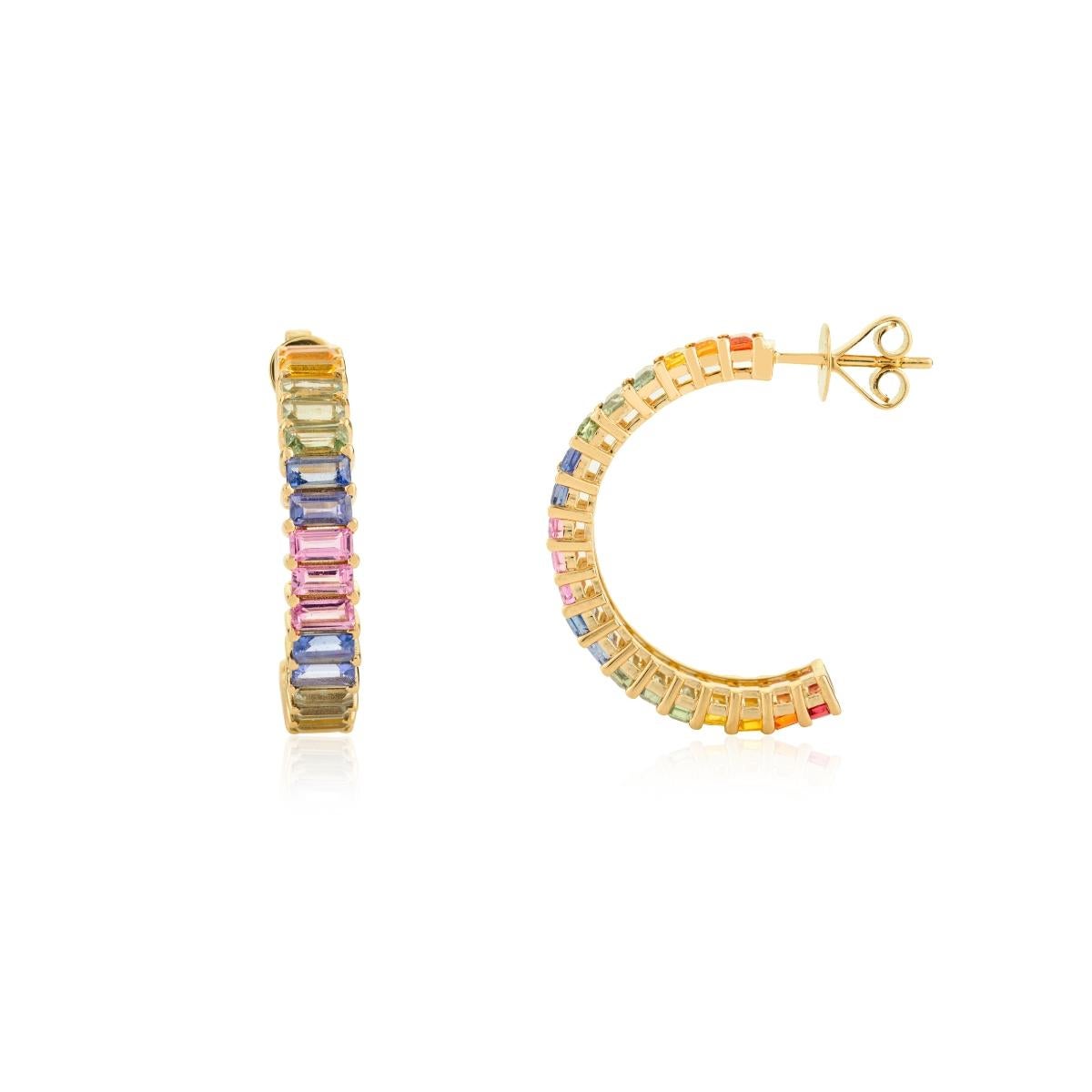 Boucles d'oreilles C.I.C. pour elle en or jaune 14k, Nature saphir multiple et ouvert en vente 1