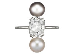 Art Deco natural pearl and diamond ring, circa 1925.