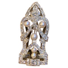 Art Deco Natural Pearl Clip Brooch