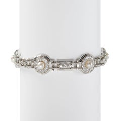 Art Deco Natural Pearl, Diamond And Platinum Bracelet, Circa 1930