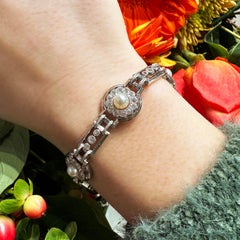 Art Deco Natural Pearl, Diamond And Platinum Bracelet, Circa 1930