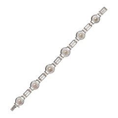 Art Deco Natural Pearl, Diamond And Platinum Bracelet, Circa 1930