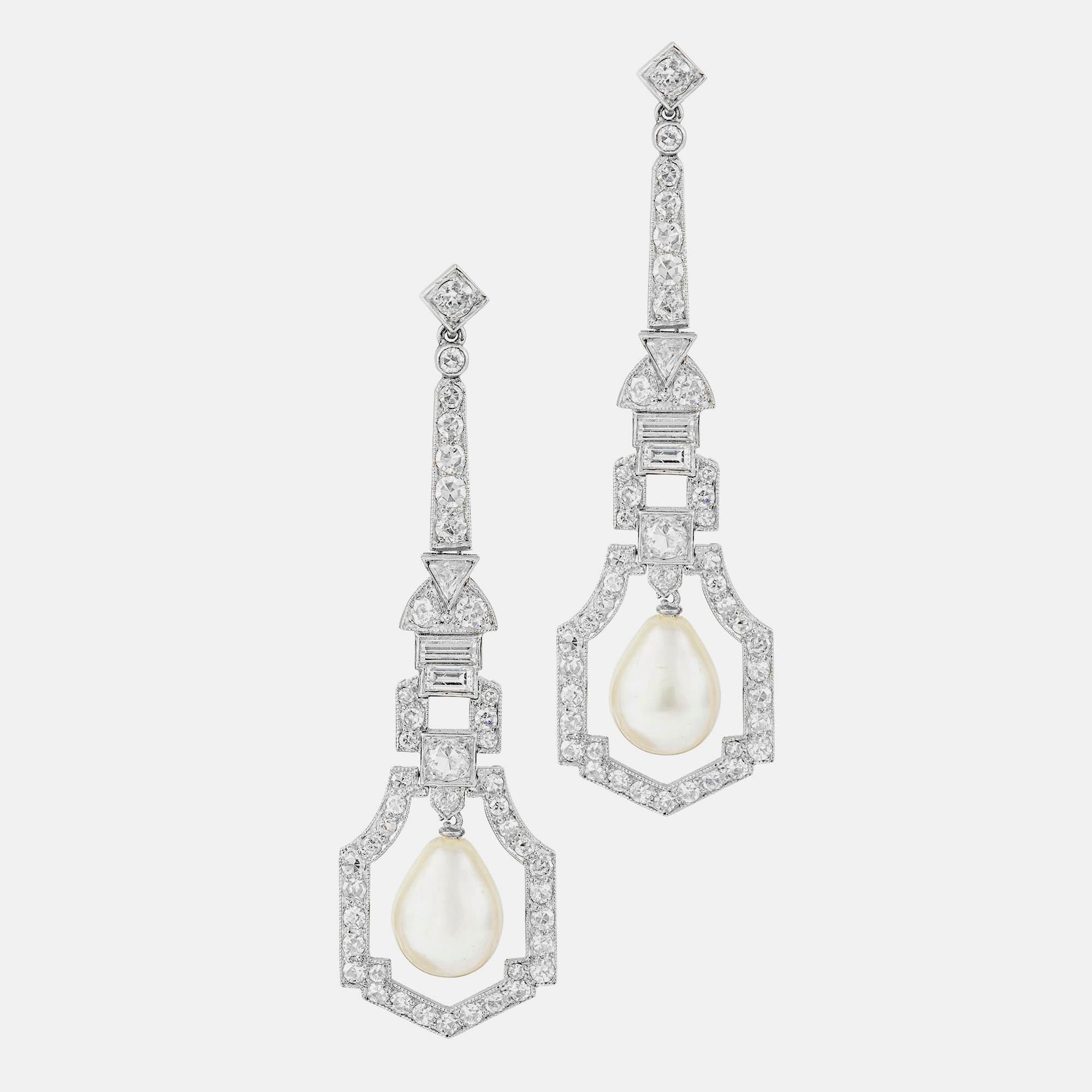 art deco pearl earrings