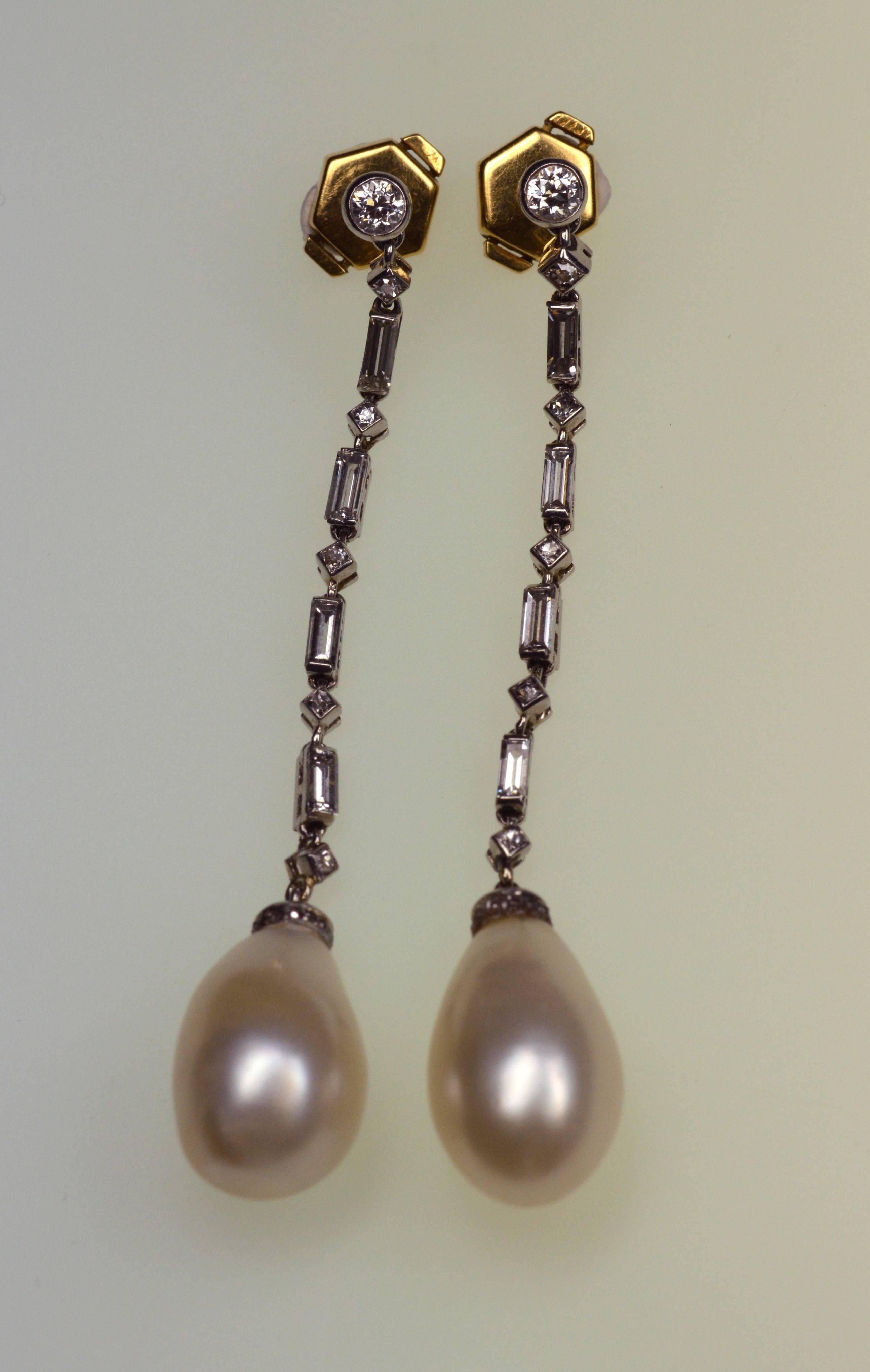 Art Deco Natural Pearl Earrings In Excellent Condition For Sale In Zurich, CH