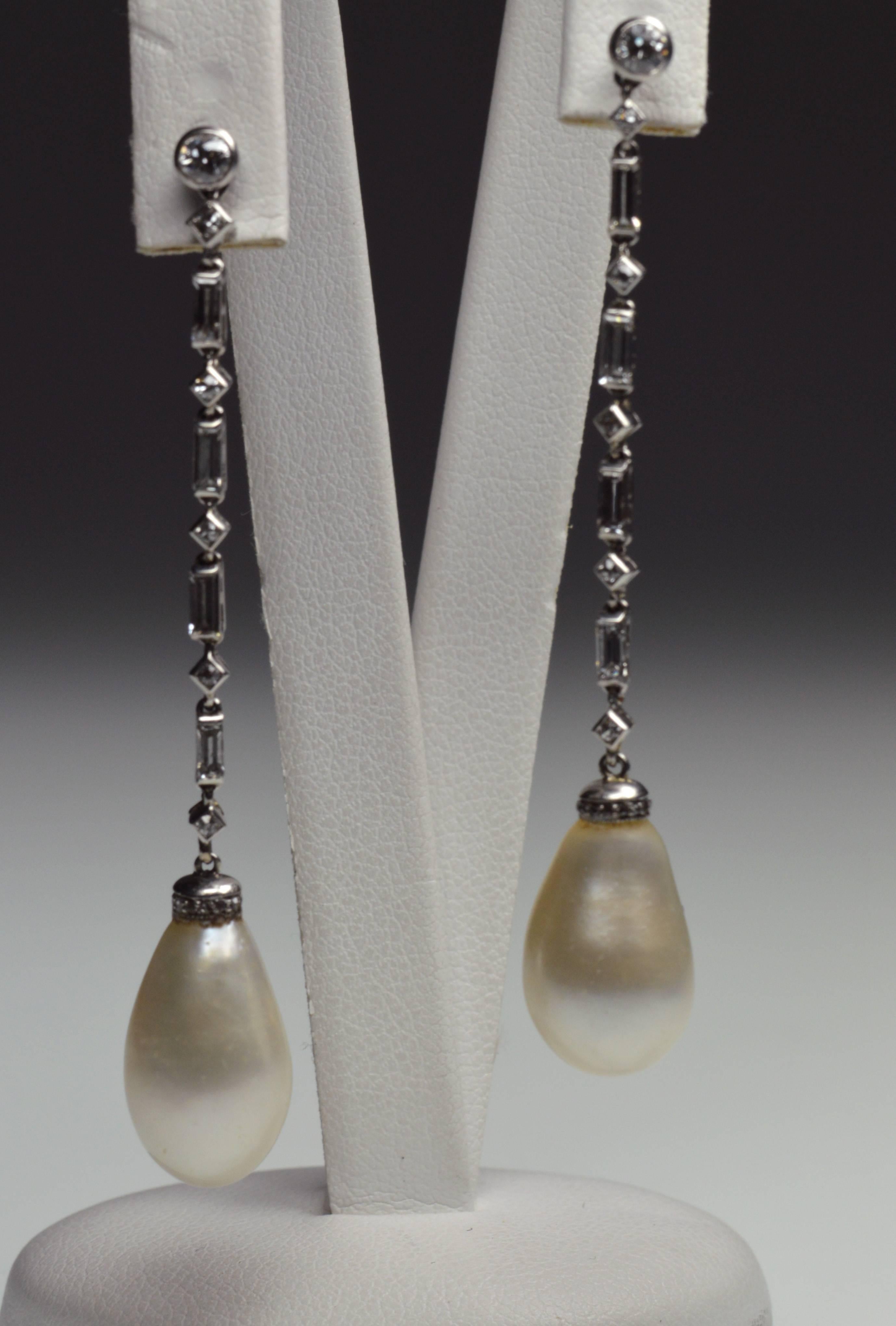 Women's Art Deco Natural Pearl Earrings For Sale