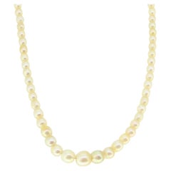 Art Deco Natural Pearl Necklace and Diamond Clasp