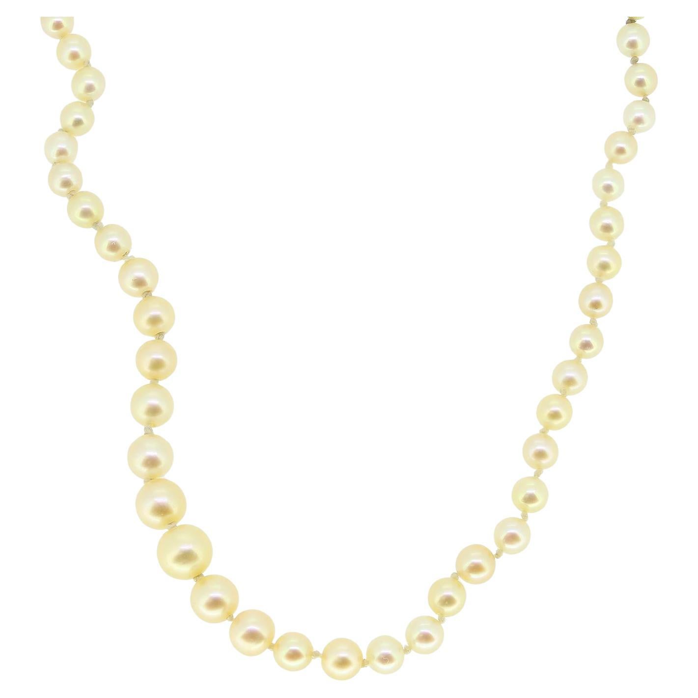 Art Deco Natural Pearl Necklace with Gem Set Clasp