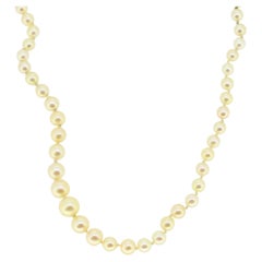 Vintage Art Deco Natural Pearl Necklace with Gem Set Clasp