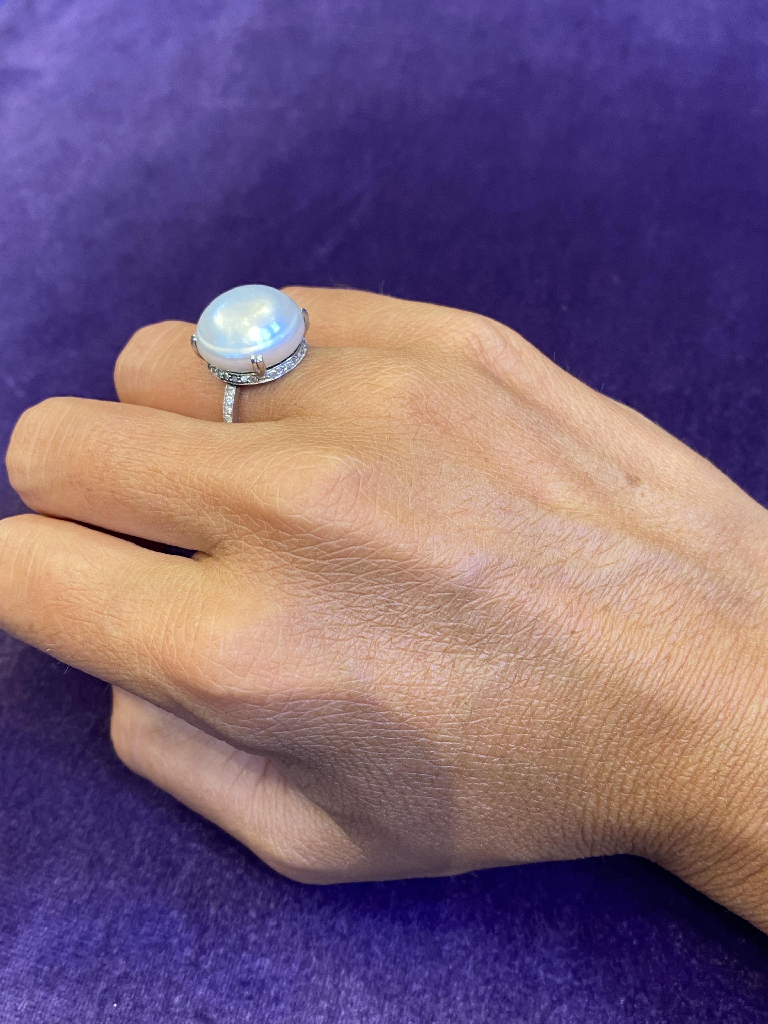 Uncut Art Deco Natural Pearl Ring For Sale