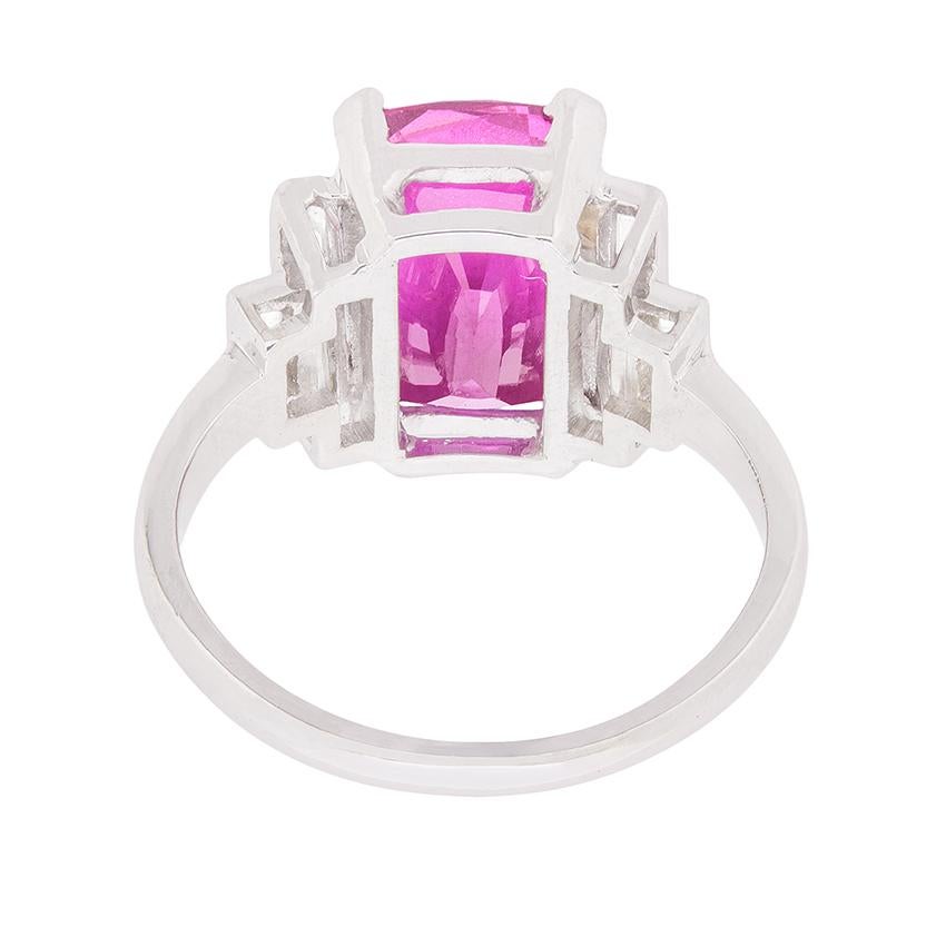 Art Deco Natural Pink Sapphire and Diamond Ring, circa 1930s In Excellent Condition In London, GB