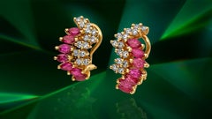 Art Deco Natural Ruby and Diamond Earrings