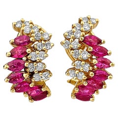 Art Deco Natural Ruby and Diamond Earrings
