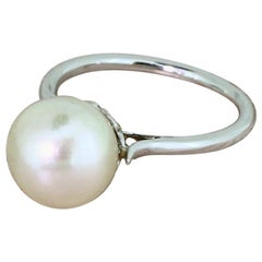 Art Deco Natural Saltwater Pearl Solitaire Ring