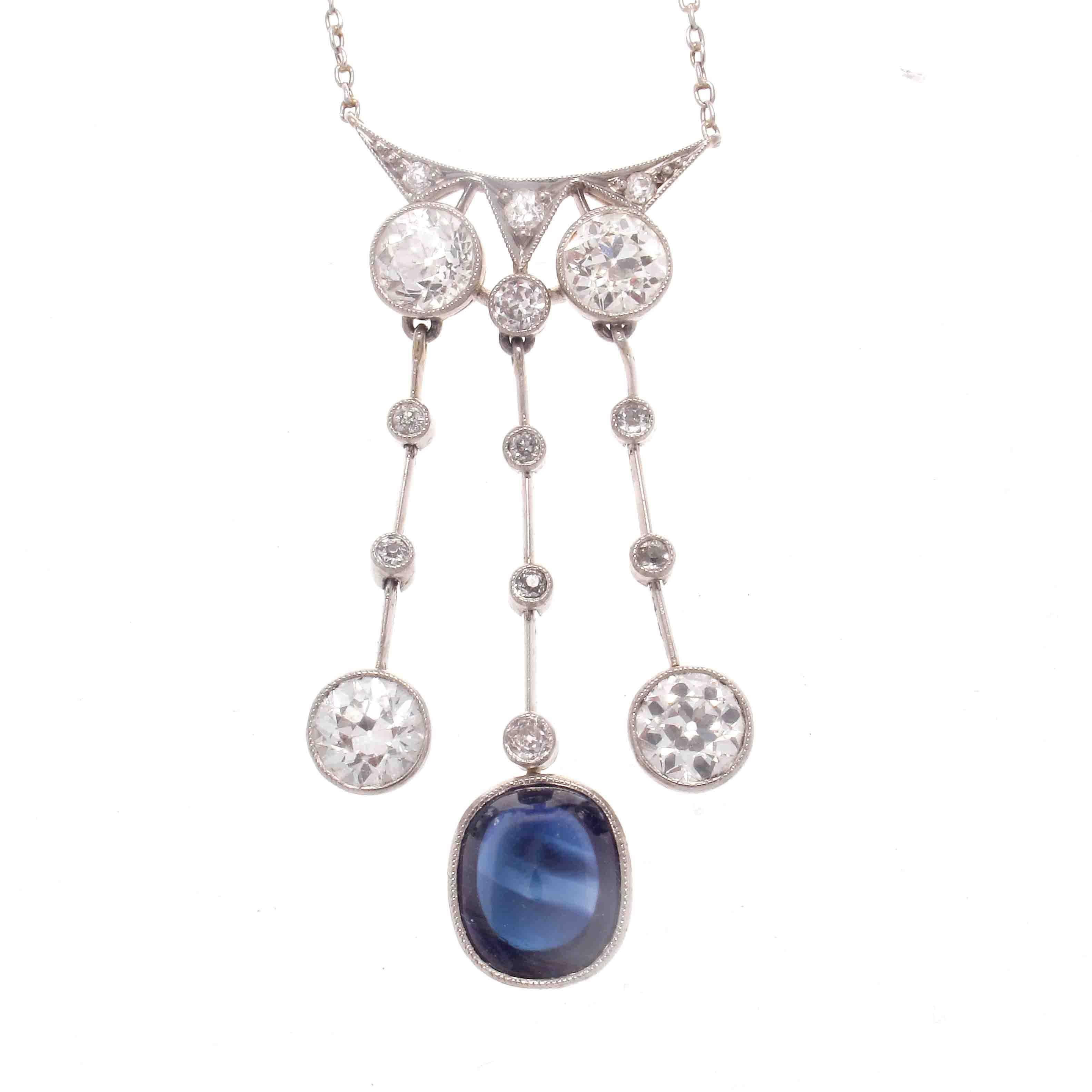 Elegance is described as, the quality of being graceful and stylish in appearance in manner or style. This creation emphasizes this meaning and provides light to the golden era of jewlery and its designs. Featuring an approximately 5 carat sapphire