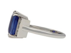 Art Deco Natural Sapphire Ring with Diamond Set Shoulders, circa 1935