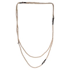 Art Deco Natural Seed Pearl, Onyx and Rock Crystal Necklace