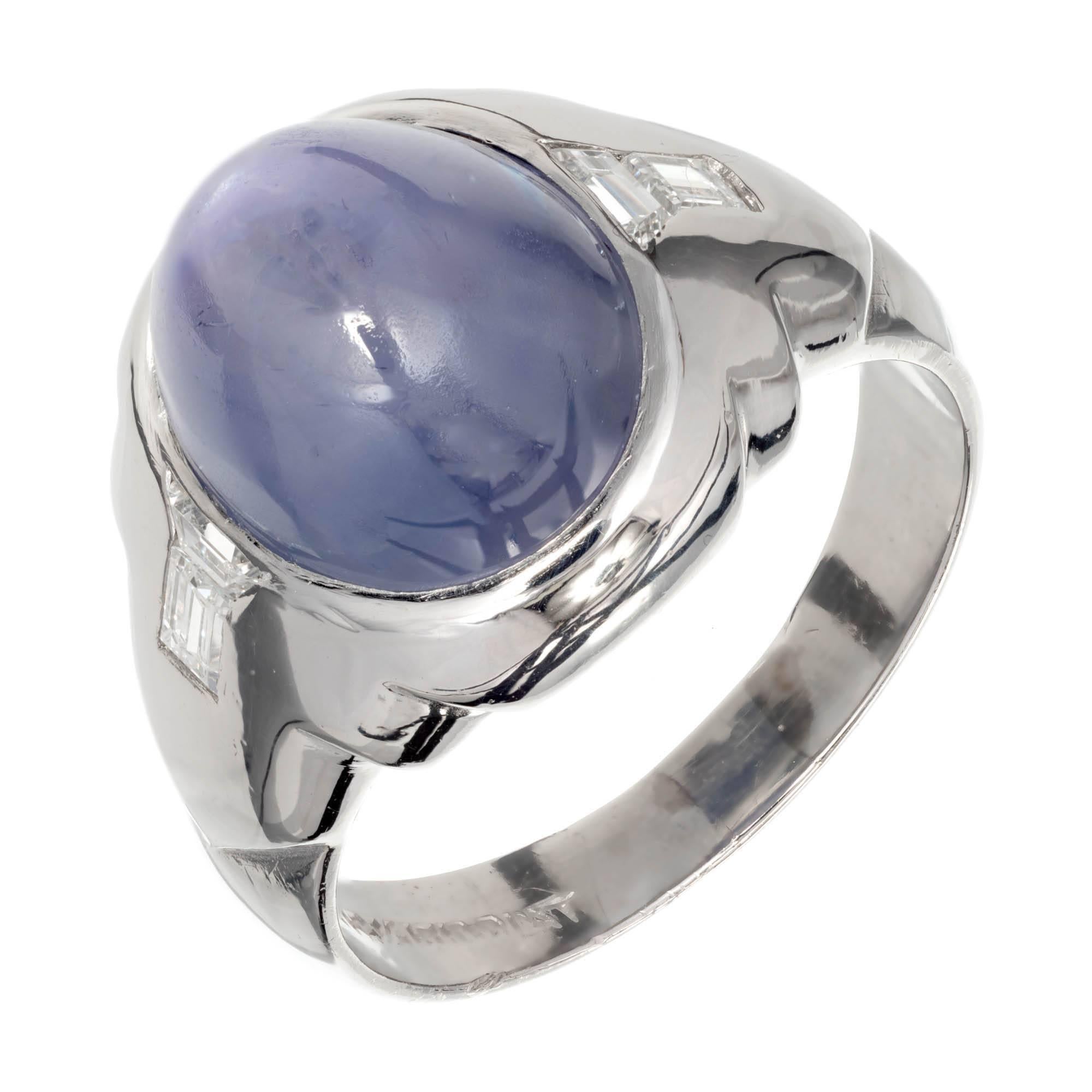 GIA Certified 6.50 Carat Natural Star Sapphire Diamond Men's Platinum Ring For Sale