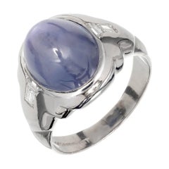 Anillo de platino para hombre con zafiro estrella natural de 6,50 quilates certificado por el GIA