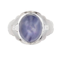 GIA Certified 6.50 Carat Natural Star Sapphire Diamond Men's Platinum Ring