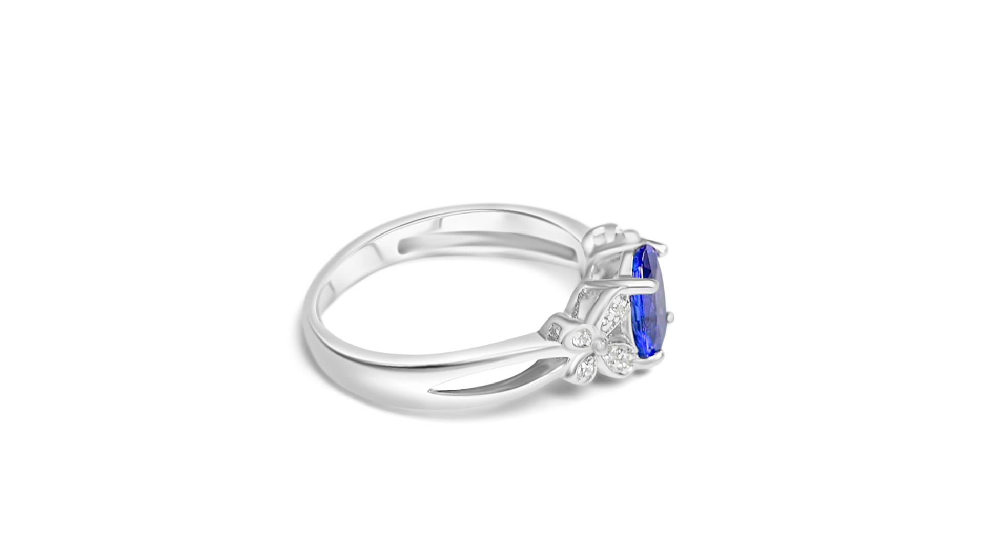 Oval Cut Art Deco Natural Tanzanite Ring 925 Sterling Silver For Women Bridal Ring   For Sale