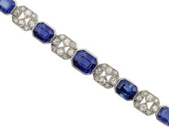 Art Deco Natural Unenhanced Sapphire Diamond Bracelet, circa 1935