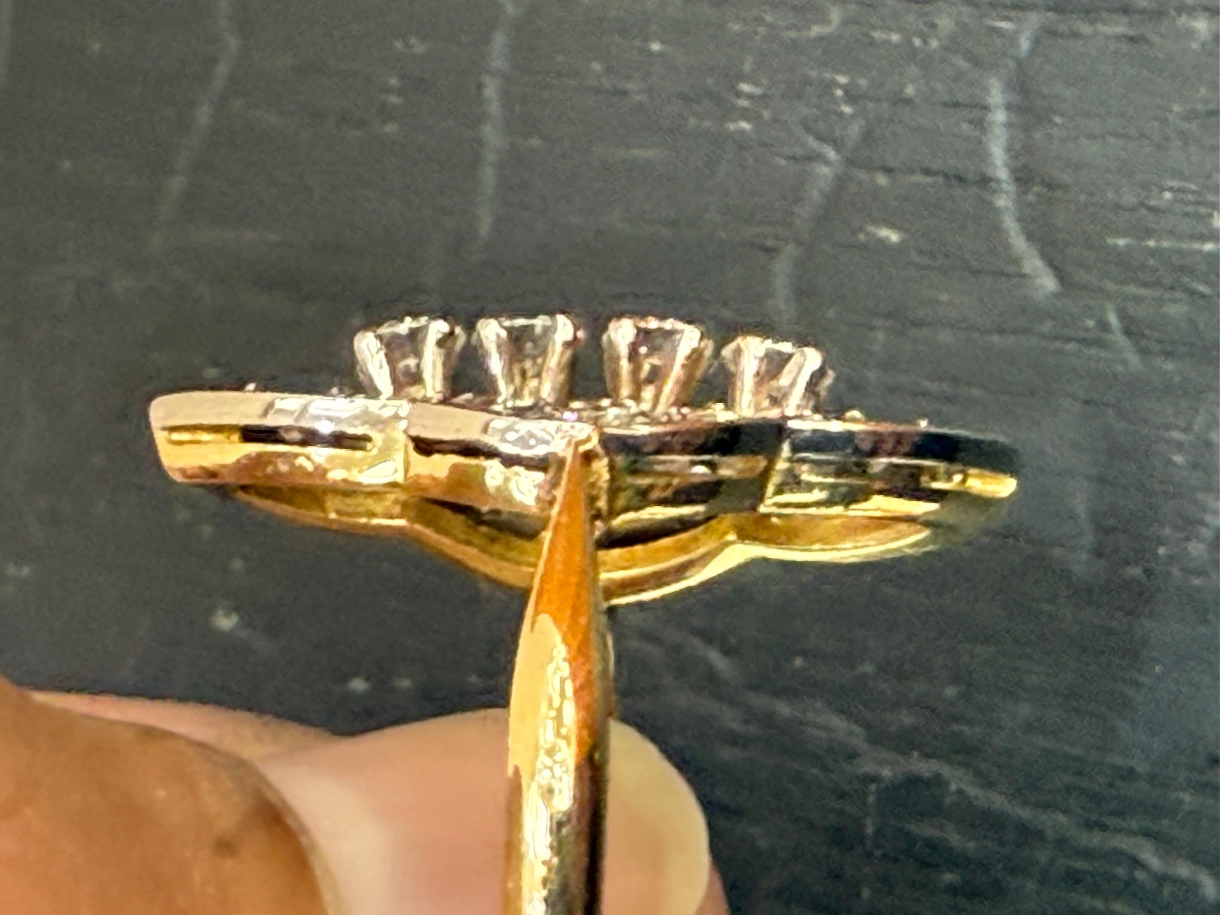 Art Deco Navette Diamond Ring 18k yellow gold & Platinum 10