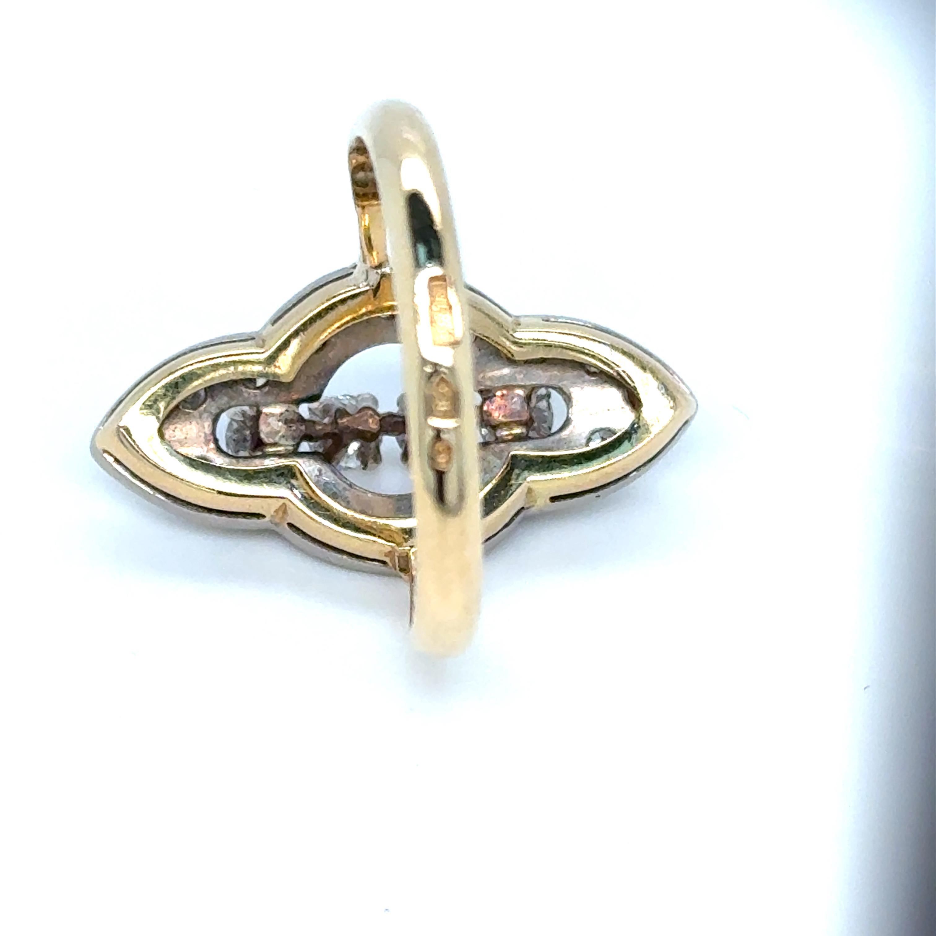 Art Deco Navette Diamond Ring 18k yellow gold & Platinum 2