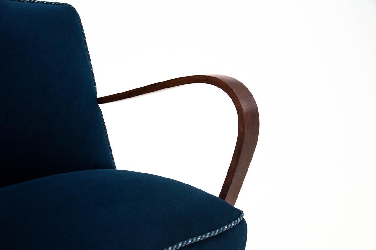Polish Art Deco Navy Blue Club Chair
