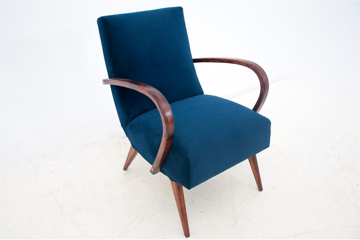 Art Deco Navy Blue Club Chair In Good Condition In Chorzów, PL