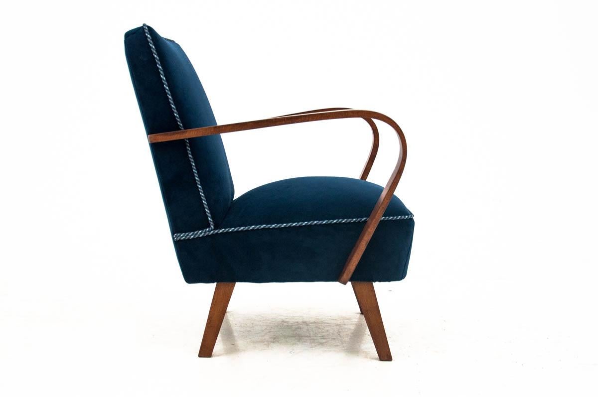 Cotton Art Deco Navy Blue Club Chair