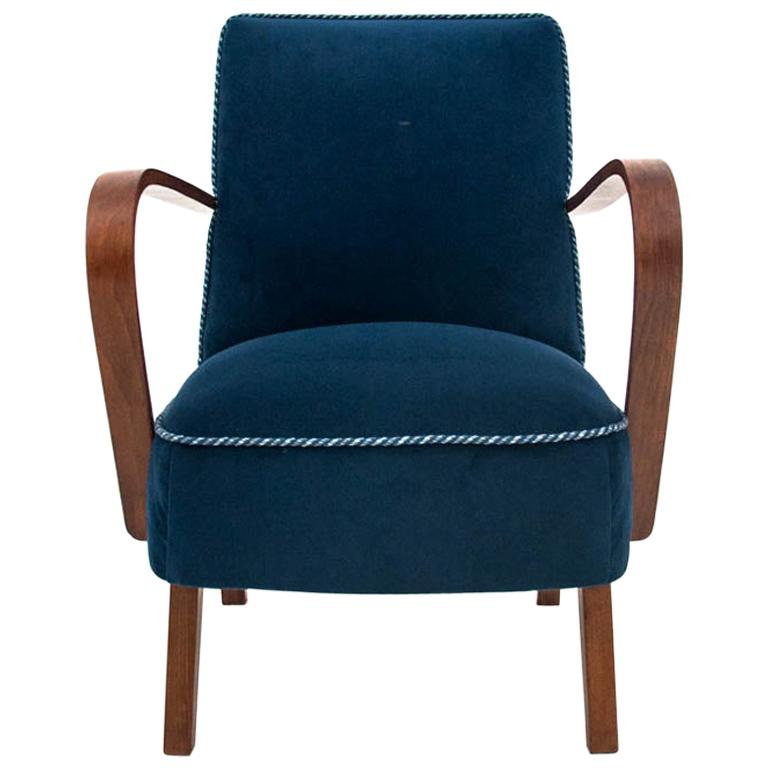 Art Deco Navy Blue Club Chair