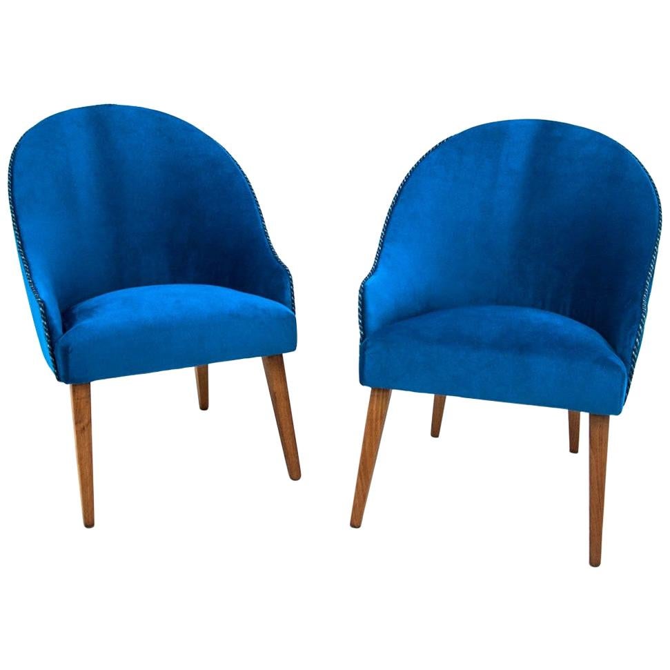 Fauteuils club art déco bleu marine en vente