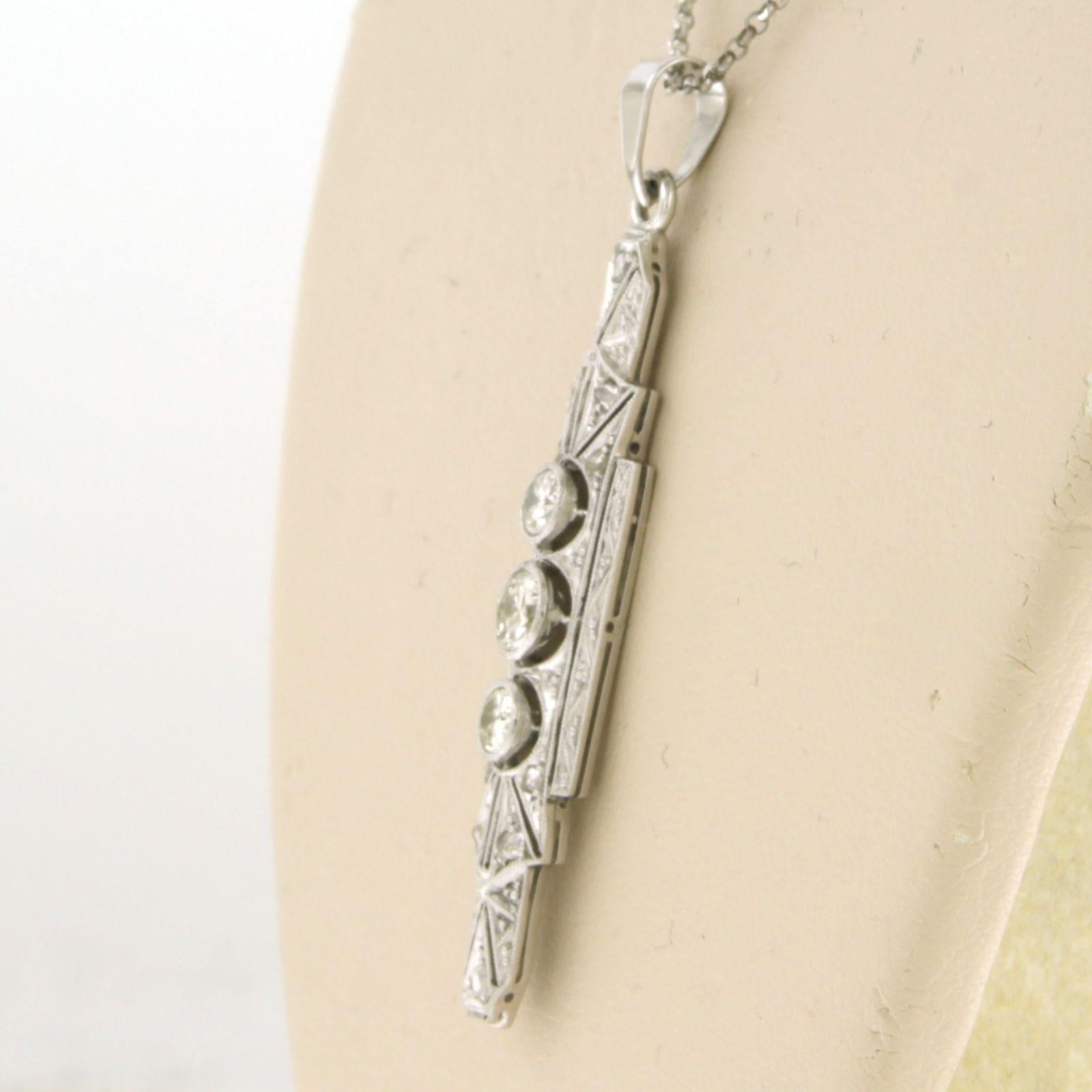 Taille vieille mine Collier et pendentif ART DECO avec diamants de taille rose et de mine ancienne Or 18k en vente