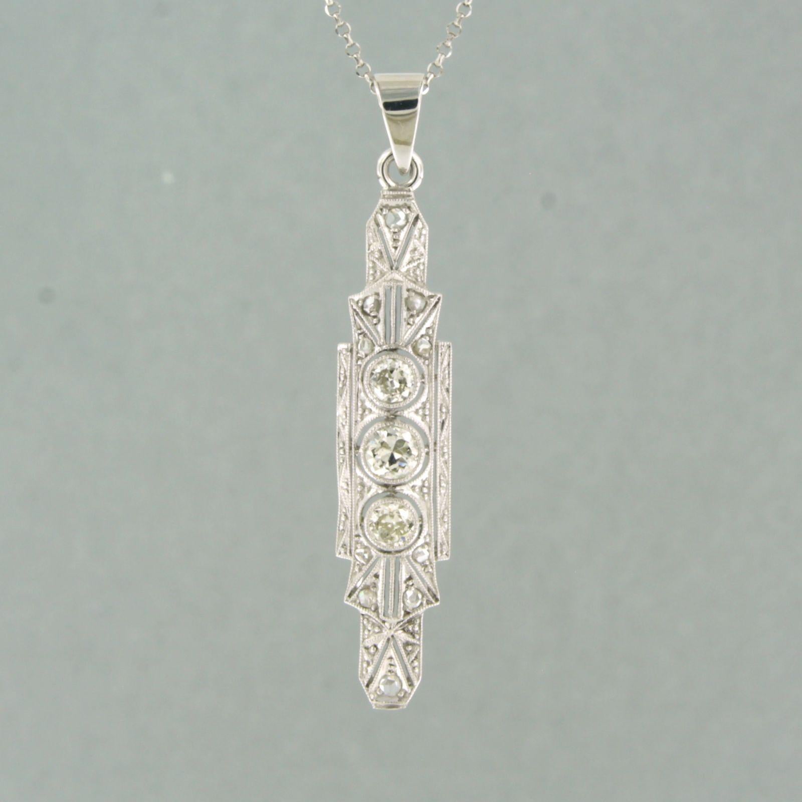 Collier et pendentif ART DECO avec diamants de taille rose et de mine ancienne Or 18k Excellent état - En vente à The Hague, ZH