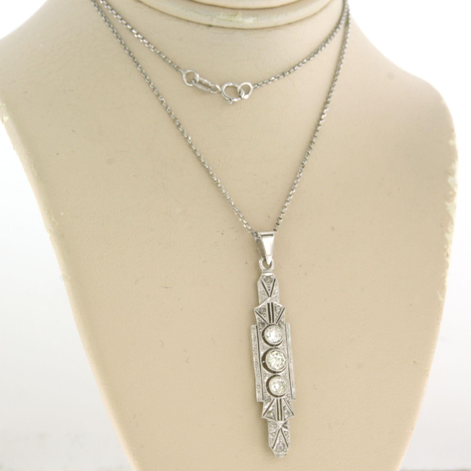 Collier et pendentif ART DECO avec diamants de taille rose et de mine ancienne Or 18k Pour femmes en vente