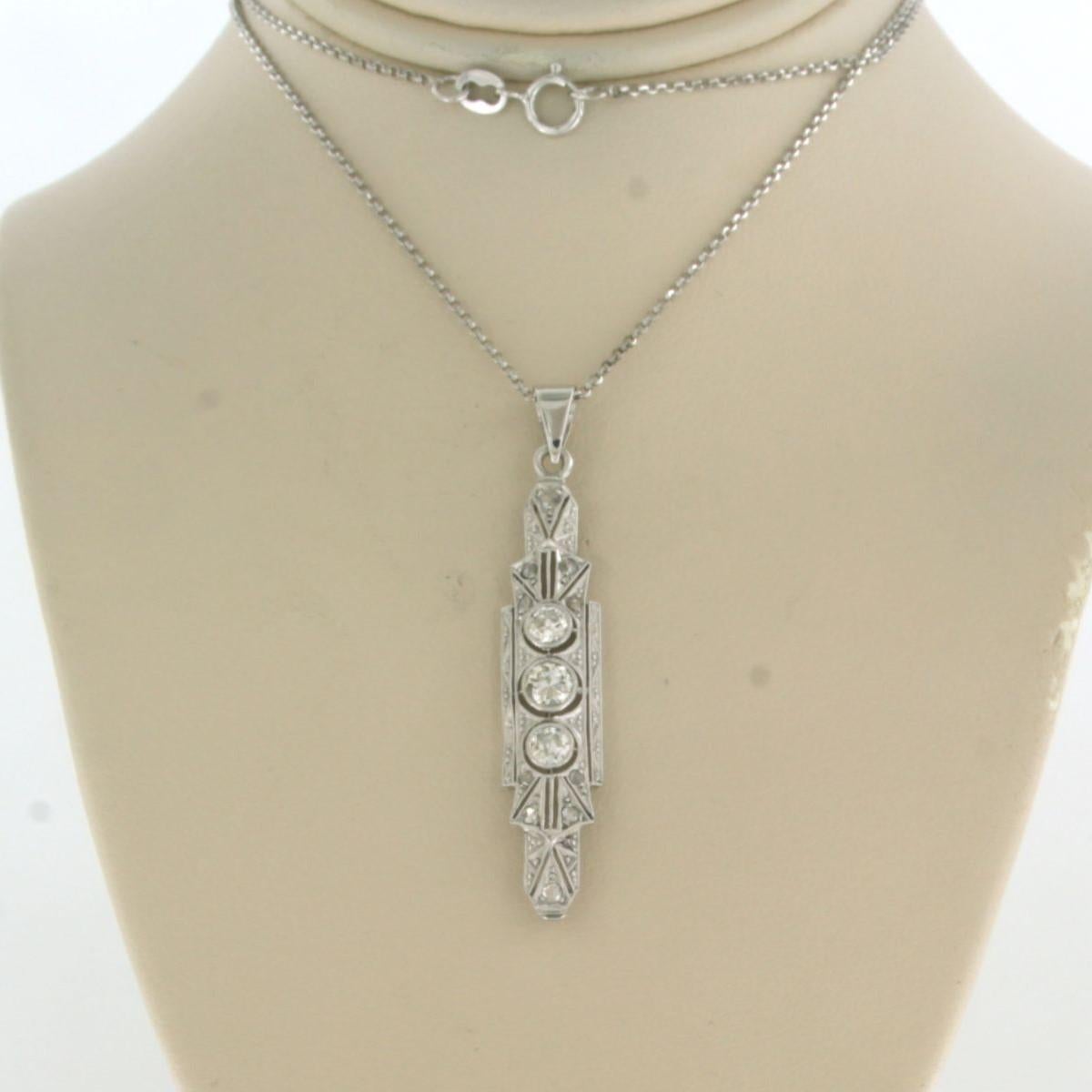 Collier et pendentif ART DECO avec diamants de taille rose et de mine ancienne Or 18k en vente 1