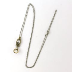 ART DECO necklace and pendant with rose cut diamond 14k gold and platinum