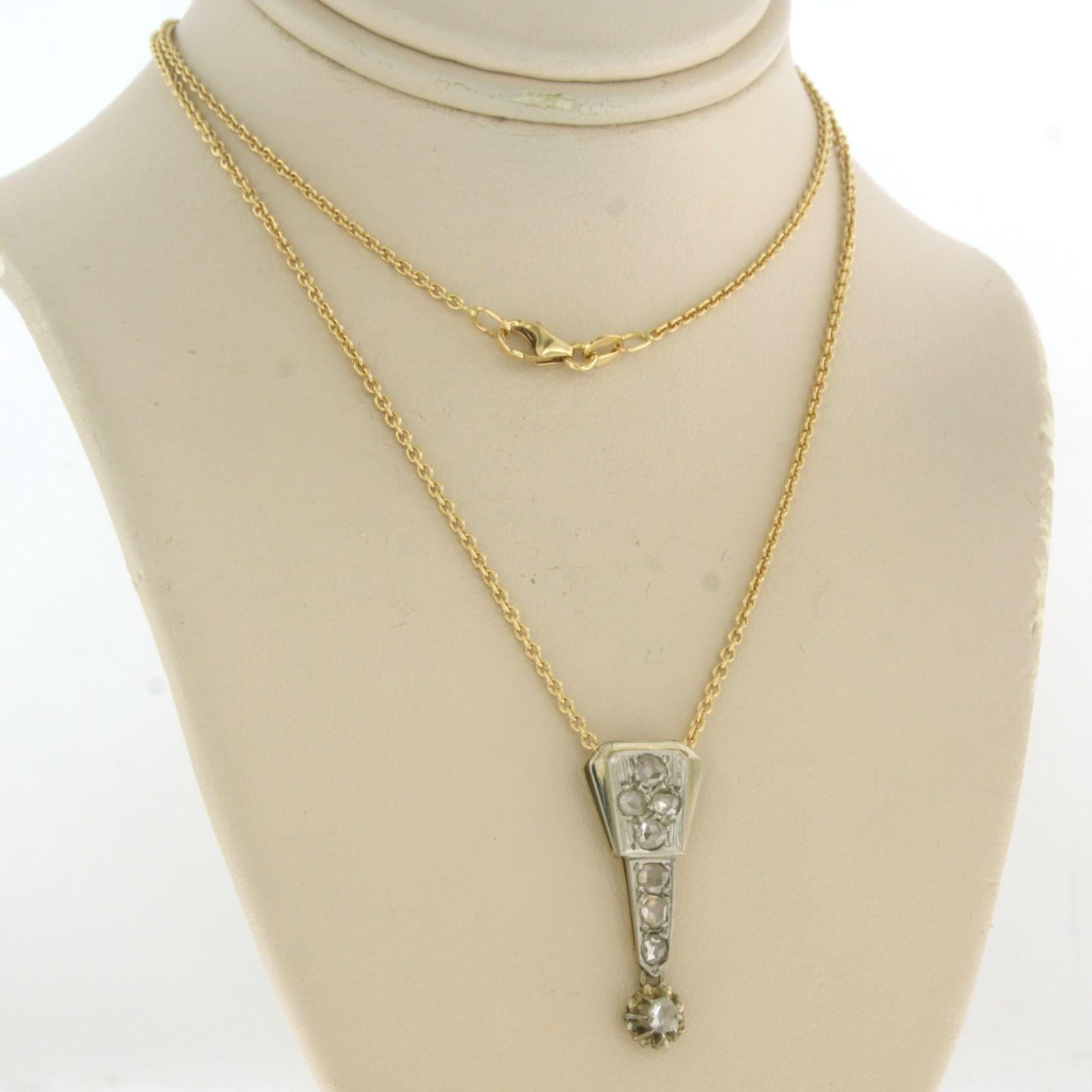 Art Deco ART DECO Necklace and pendant with rose cut diamonds up to 0.20 ct 18k gold For Sale