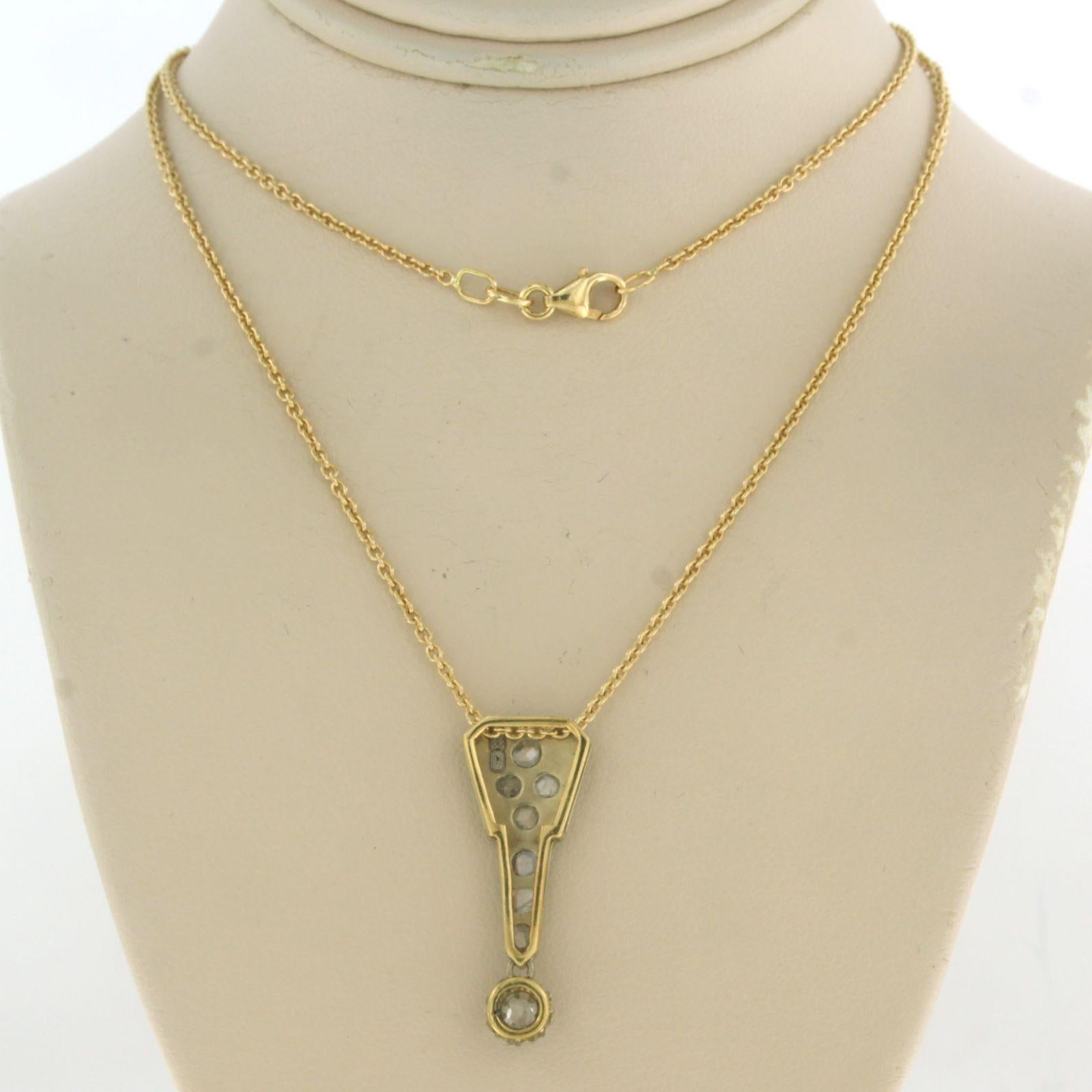 Women's ART DECO Necklace and pendant with rose cut diamonds up to 0.20 ct 18k gold For Sale
