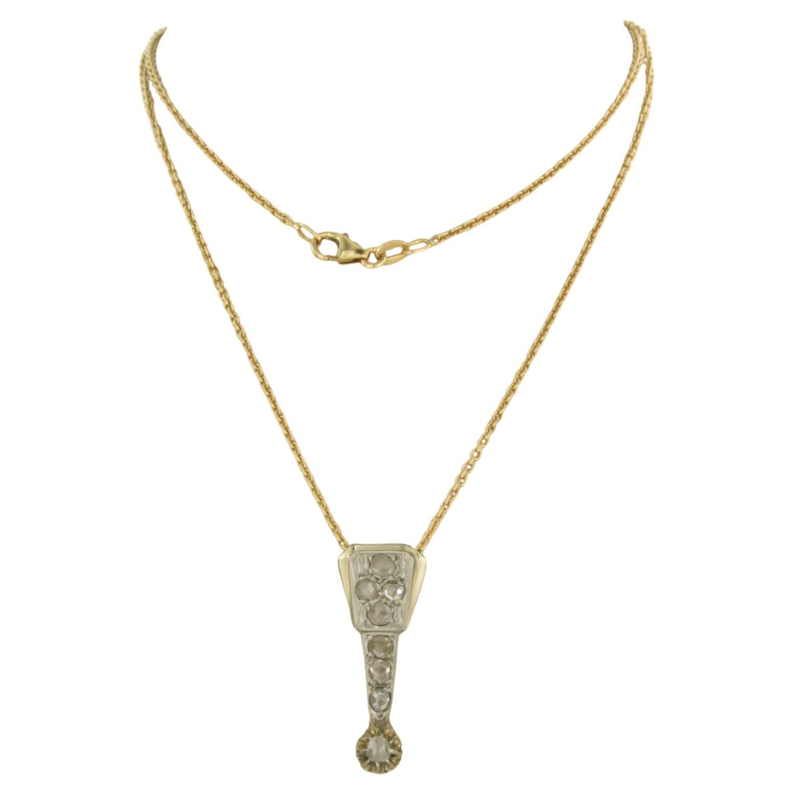 ART DECO Necklace and pendant with rose cut diamonds up to 0.20 ct 18k gold