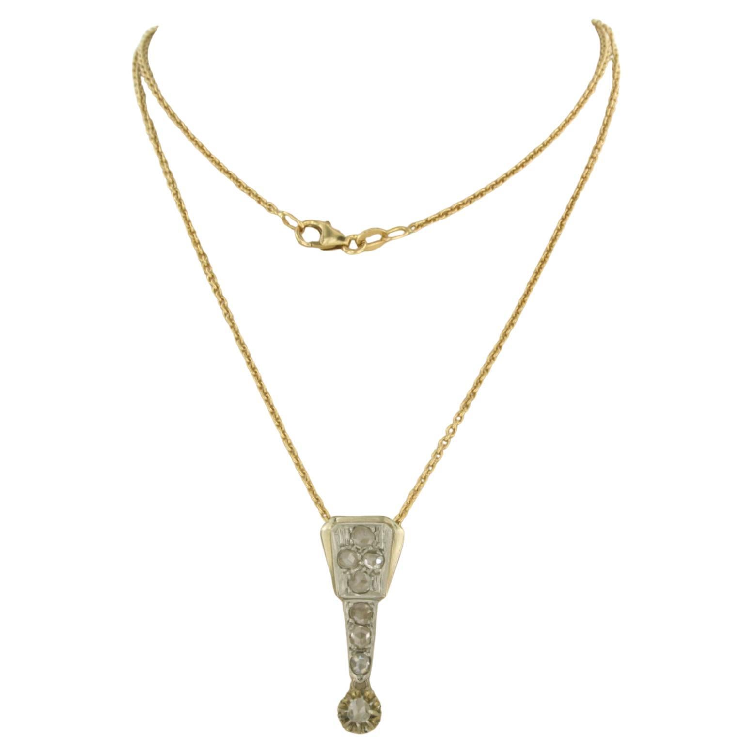ART DECO Necklace and pendant with rose cut diamonds up to 0.20 ct 18k gold