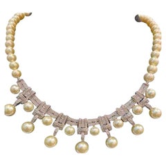 Art Decô Halskette aus Gold und Perlen