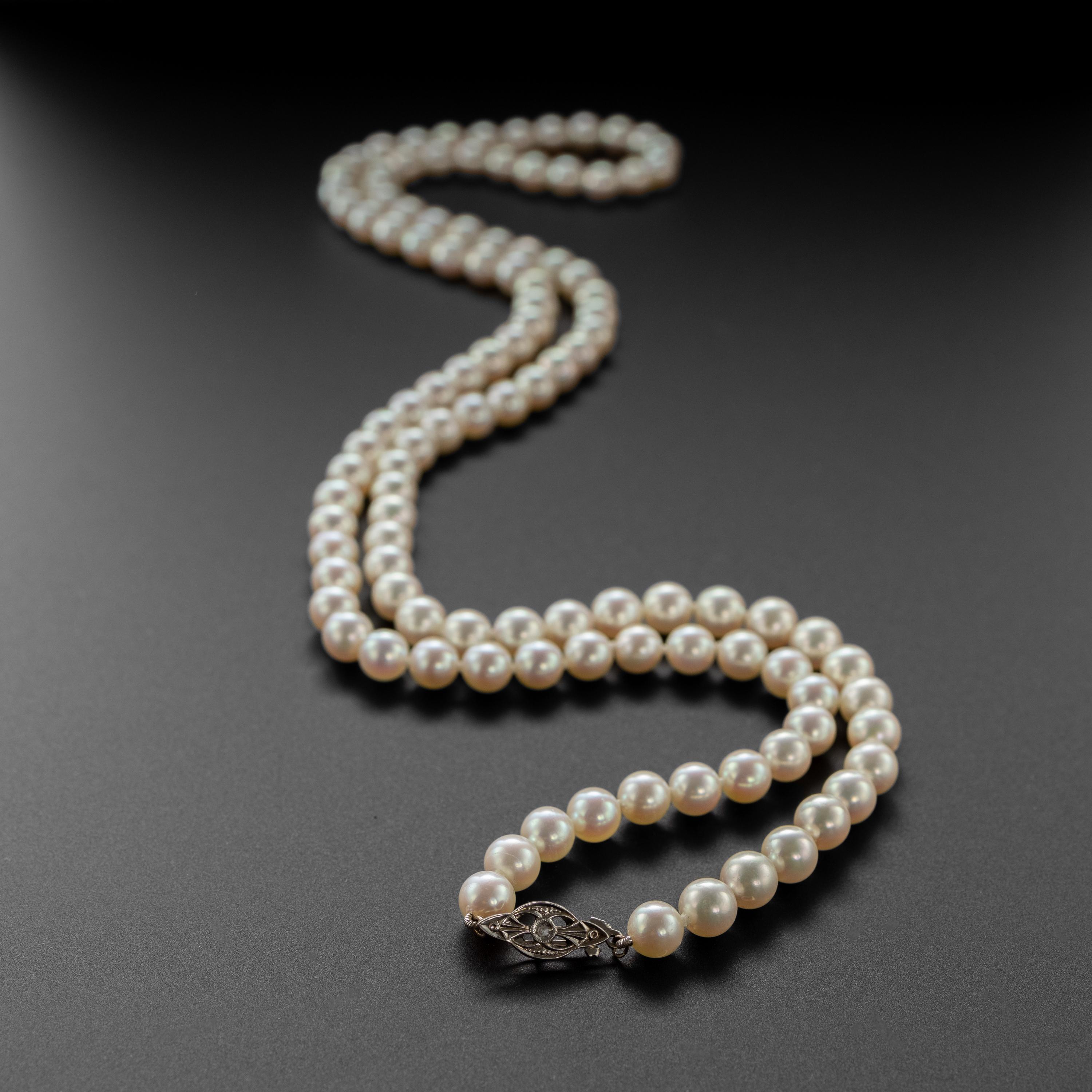 Bead Art Deco Necklace of Fine Cultured Akoya Pearls