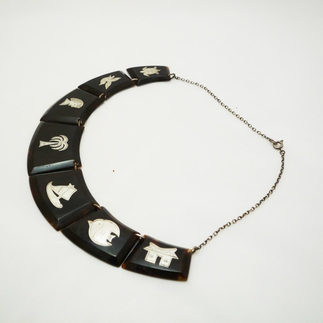 Collar Art Déco carey con incrustaciones de plata en Bueno estado para la venta en Berlin, DE