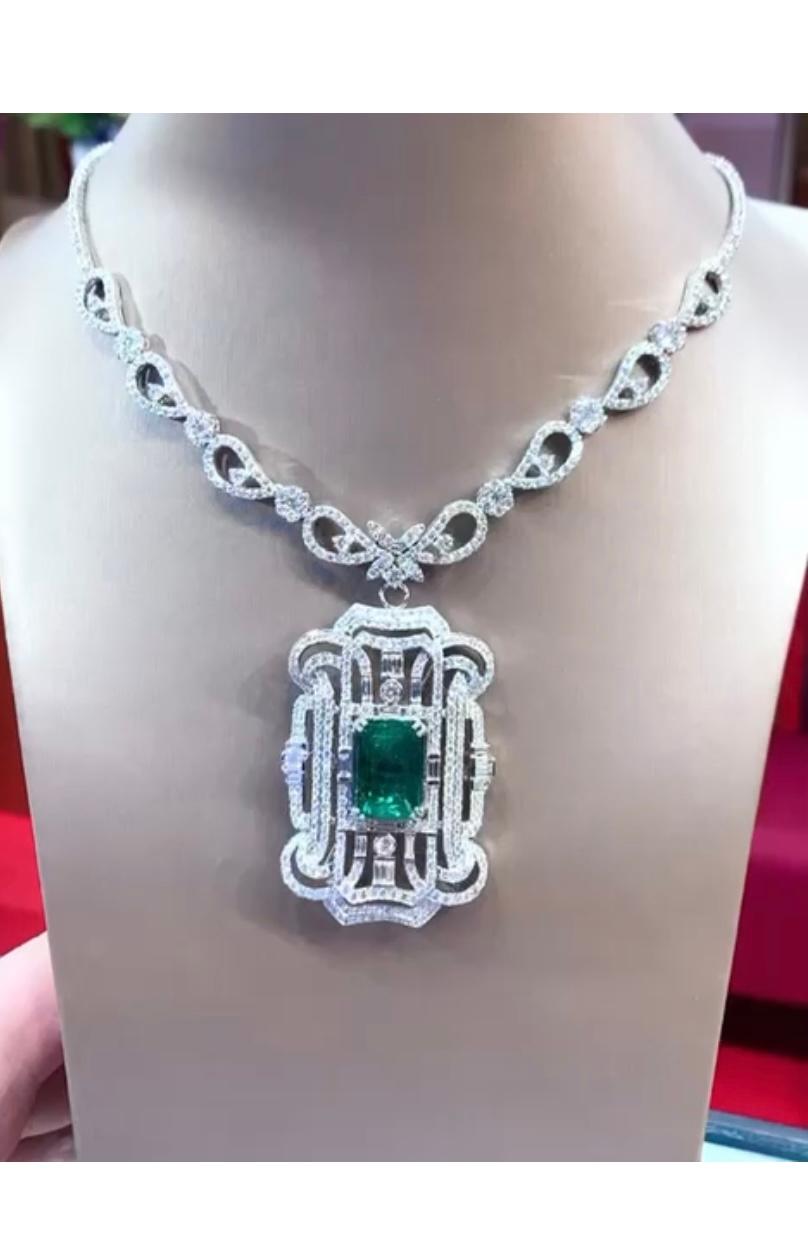 Art Decô Halskette mit 17,64 Karat Smaragd und Diamanten im Zustand „Neu“ im Angebot in Massafra, IT